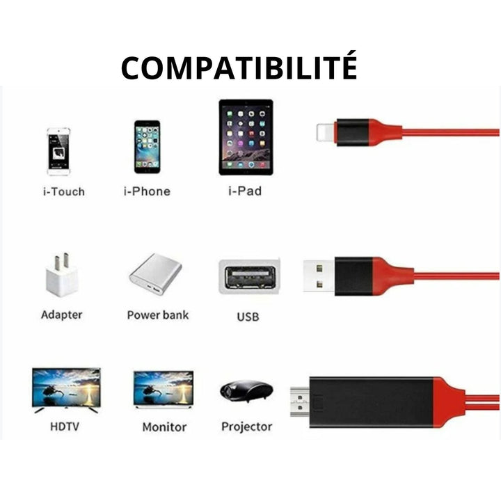 Adaptateur de câble Lightning vers HDMI - MYVIBES