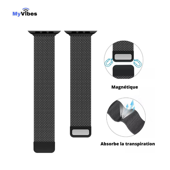 Bracelet en maille d'acier Inoxydable pour montre connectée | Compatible sur la MY WATCH™ & l'Apple Watch - MYVIBES